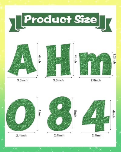 Image of 237 Pcs Glitter Bulletin Board Letters, Numbers and Punctuation 4 Inch | Cut Out Letters for Bulletin Board Decorations, Poster Board Letters Alphabet Cutouts for Classroom Wall Decor (Green)
