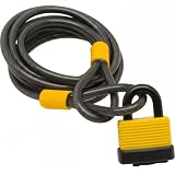 Sterling 825 C WPL - Cavo di sicurezza in acciaio da 2,5 m, 8 mm e lucchetto resistente alle intemperie, 48 mm, colore: Nero