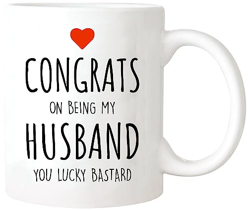 wonwhew Tazza divertente per marito, congrats on being my husband, tazza di caffè, tazza da tè in ceramica da 311,8 ml