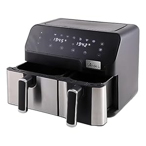 ARDES – ARFRYA03D luchtfriteuse ELDORADA Dual – Luchtfriteuse met dubbele mand Capaciteit 9 liter – Friteuse met digitaal display met multifunctionele touch