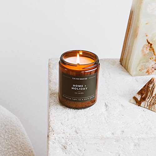 Calyan Wax Soy Candle, Vanilla & Cinnamon Scented Candle For The Home | Premium Candle With Essential Oils | 7.2 Oz 57 Hour Burn | Soy Candle In Amber Glass | Aromatherapy Gift #TOP4