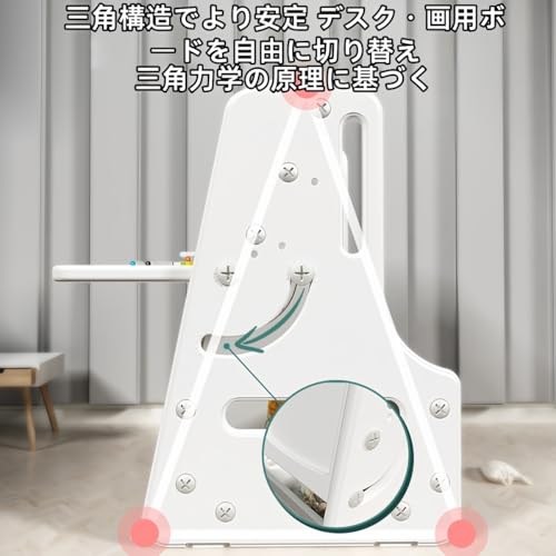 Rutexc子ども用絵画テーブル イーゼル付き 多機能 知育収納 絵本棚 軽量 スタイリッシュ 学習収納棚 お絵かき テーブル 絵本整理 幼児 キッズルーム リビング 学習サポート （具体的な製品寸法については寸法図をご参照ください） (レモンイエロー 3in1 スケッチボード＋カーシート) [3]