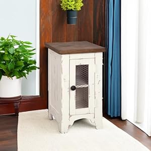 Signaturedesignbyashleywystfieldfarmhousechairsideendtablewithcabinetdoorforstoragewhitebrownwithdistressedfinish Urban Country Home Decor Signature design by ashley wystfield farmhouse chair side end table with cabinet door for storage white brown with distressed finish urban country home decor