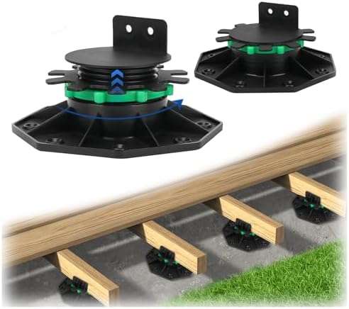 24Pack Upgraded Adjustable Deck Support Pedestal Paver Raising from 1-9/16" to 2-3/8", with Fastener Ring for Maximum Stability, Deck Foundation Base Support Flooring Joist Supports, Black
