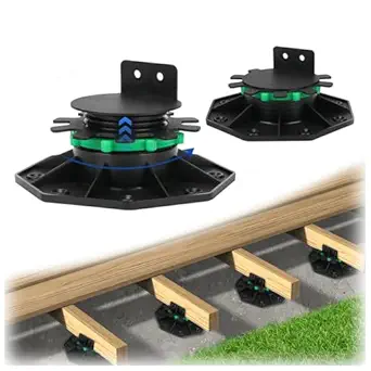 24Pack Upgraded Adjustable Deck Support Pedestal Paver Raising from 1-9/16" to 2-3/8", with Fastener Ring for Maximum Stability, Deck Foundation Base Support Flooring Joist Supports, Black