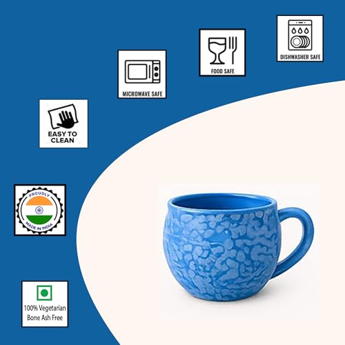 Image of D'Maiolica Blue Kuliya Shape Tea Cups Set of 12 Microwave and Dishwasher Safe, Ceramic Small Tea /Chai /Coffee Cups Perfect for Every Occasion Capacity - 110 ml Each (TT Royal Blue, Pack of 12, Small)