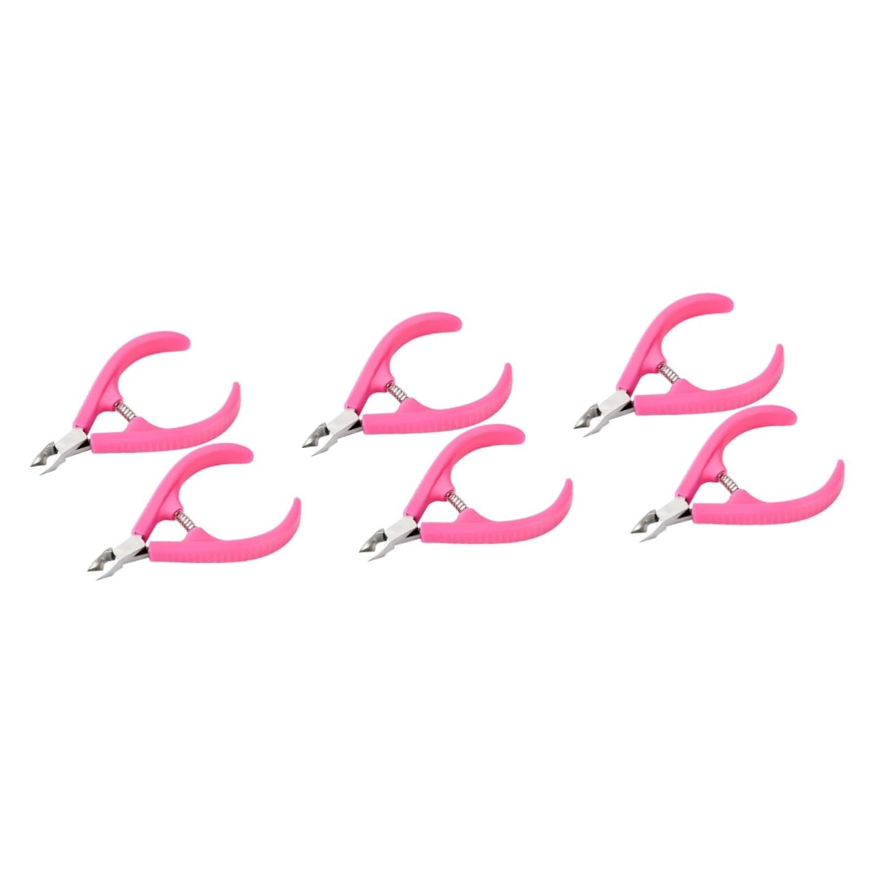 FRCOLOR 6pezzi Pinze Per Cuticole Plastica Con Manico Antiscivolo Per Manicure e Pedicure Rosa Strumento Professionale Per Rimuovere La Morta Salone e Casa