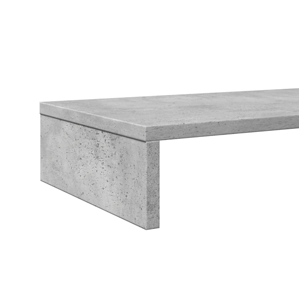 Supporto per monitor in legno grigio cemento, 100 x 27 x 10 cm, per due monitor, scrivania per computer, scrivania per laptop, supporto per monitor, ufficio, home office