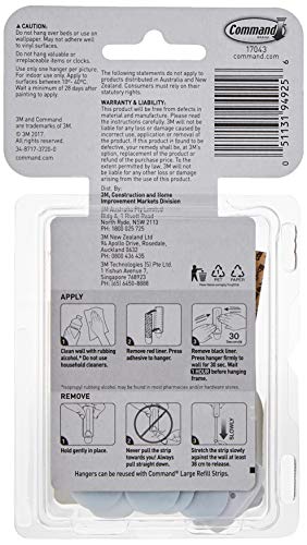 Image of Command Wire Back Picture Hanging Hooks Value Pk with Water Resist Strips Large 3HK+6S