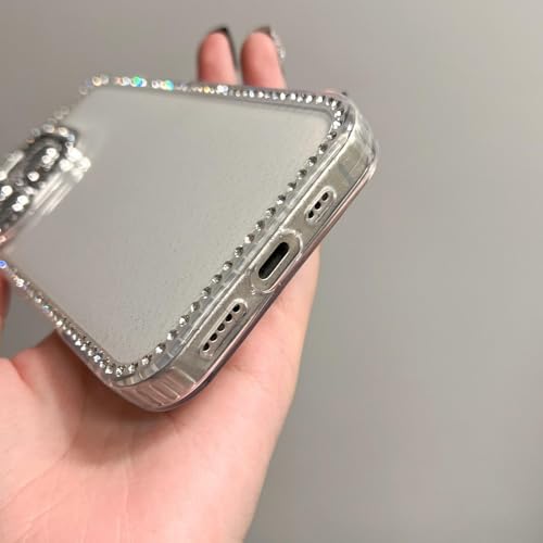 Coque antichoc iPhone 14 violette avec strass brillants et protection luxe