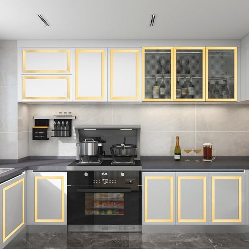 Taaizau Zierleiste für Spiegelrahmen, Wand, Kamin und Heimdekoration, goldfarben, gebürstet, zum Abziehen und Aufkleben (5m x 1cm)