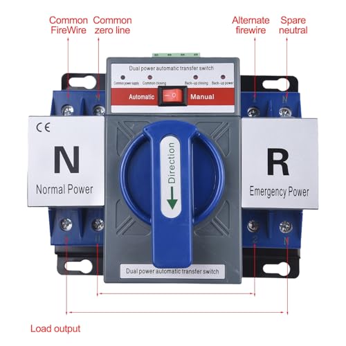 Interruptor de transferencia con cambio de 2 segundos y luces LED AC400V 2P 5