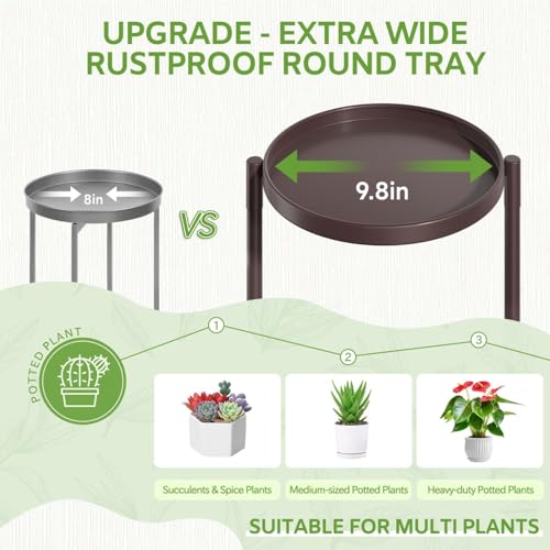 Image of iDavosic.ly 7 Tier Large Plant Stand Indoor, 10 Inch Wide Tall Corner Metal Plant Stands Outdoor for Multiple Plants, Folding Tiered Flower Display Holder Rack Shelf, Violet Bronze