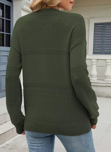 Image of JOCAFIYE Womens Sweaters Casual Long Sleeve V Neck Lightweight Hollow Out Pullover Sweater Tops