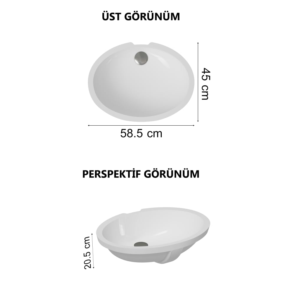 VitrA S20 6069B003-0012 Tezgah Altı Lavabo, 52 cm, Beyaz