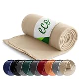 wometo Eco Fleecedecke 130x160 – 100prozent recyceltes Polyester, ca. 400 g, Anti-Pilling, Kettelrand, Oeko-TEX – beige Sand