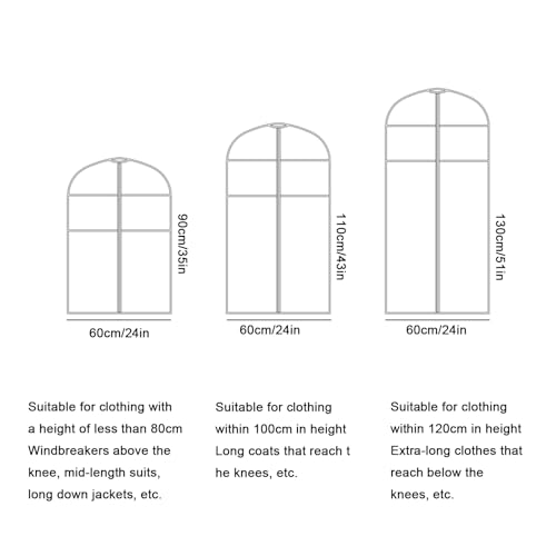 Hanging Garment Bag, Travel Suit Bag for Closet Storage Hanging Clothes Storage Suit Cover for Shirts, Coats, Dresses, 5 Packs(60x110cm/24x43in)2