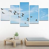 SIGNWIN 5 Panel Canvas Wall Art Birds Farmhouse/Country Group Group Multicolor Photography Realism Relax/Calm Warm for Home Decorations Ready to Hang - 60