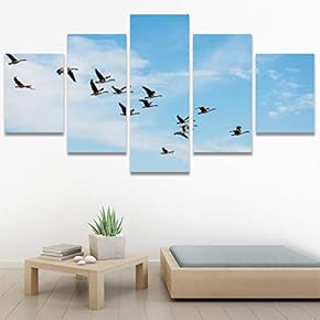 SIGNWIN 5 Panel Canvas Wall Art Birds Farmhouse/Country...