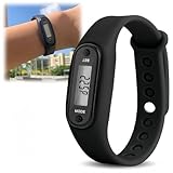 Step Counter for Walking,Step Counter Watch,Digital Lcd Watch,Run Steps Walking Distance Calorie Counter,Durable Watches for Women Men,Sports Wristwatch,Electronic Student Silicone Watches (Black)