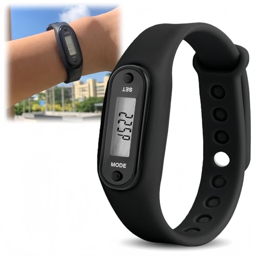 Step Counter for Walking Step Counter Watch Digital Lcd Watch Run Steps Walking Distance Calorie Counter Durable Watches for Women Men Sports Wristwatch Electronic Student Silicone Watches (Black)