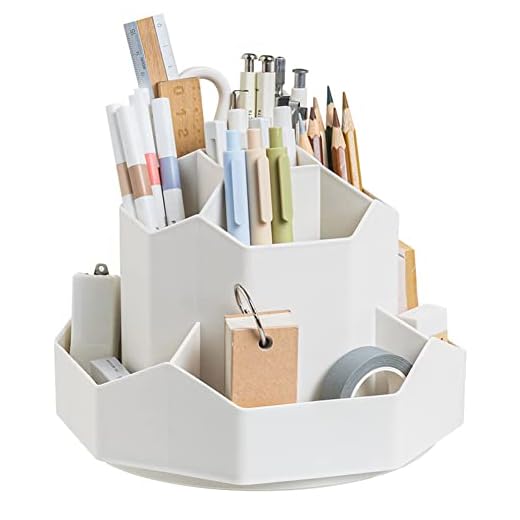 kaileyouxiangongsi Rotating Art Supply Storage Organizer,Pencil Holder with 9 Compartment, Pen Storage Organizer, for Kids Art Desk, Homeschool Supplies, Home Office Desktop Organizer(White)