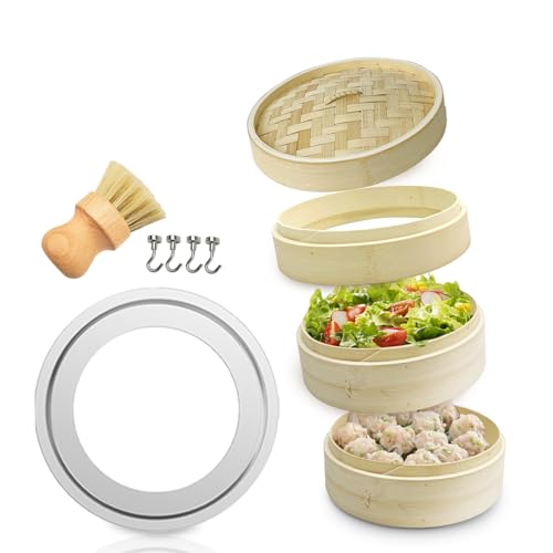 【高さ調整輪付★受け台セット】せいろ 受け台 竹 24cm 2段 蒸篭 蒸し器 蒸し板 中華せいろ 竹製 セイロ 蒸籠 天然 SEBT-024 (24cm二段せいろセット, +蒸し板セット:蒸し板32cm(鍋内径30cm用))