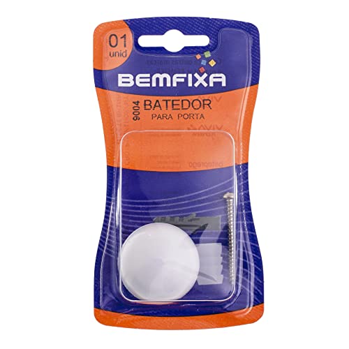 Batedor Para Porta - Modelo Bola, Bemfixa 9004, Branco Bemfixa Branco