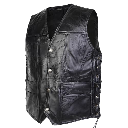 Amazon.com: XINMALL Motorcycle Genuine Leather Biker Vest