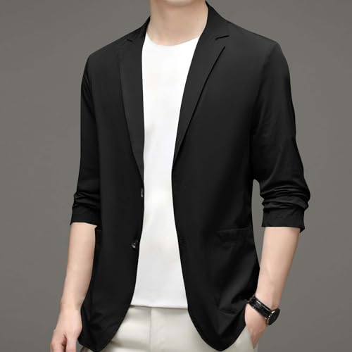 Men's Blazer Lightweight Sport Coats Casual Long Sleeve Notch Lapel Single Breasted Stretch Suit Jacket with Pockets4