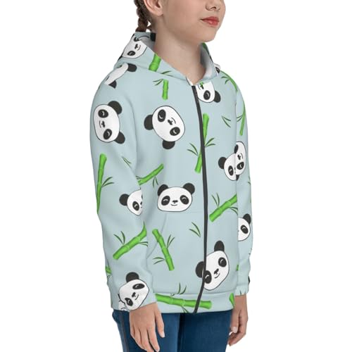 Panda Bamboo Twigs Kid Hoodies Boys Zip Up Sweatshirts Girls Pullover with Pocket4