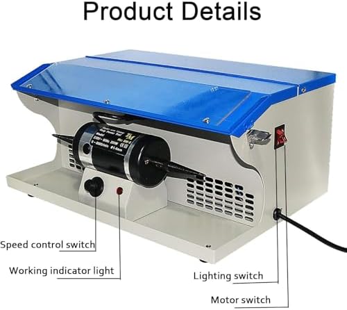 Professional Jewelry Polisher with Dust Collector - Adjustable Speed Desktop Machine for Rock & Metal Buffing, Ideal for Jewelry Makers and Enthusiasts