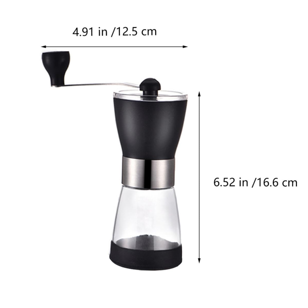 Molinillo de Café de Acero Inoxidable Recipiente de Vidrio Sellado Portátil Manual Ecológico y Resistente para Granos, Adecuado para Oficina y Cocina