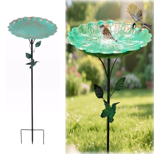 Vogelbad für Garten Metall Vogeltränke Stehend Garten Deko Groß...