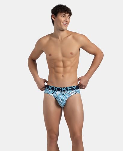 Image of Jockey FP22 Men's Super Combed Cotton Elastane Stretch Printed Brief with Ultrasoft Waistband