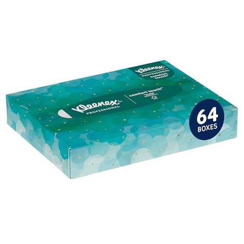 Kimberly-Clark Professional Kleenex Professional Facial Tissue for Business (21195), Flat Tissue Boxes, 80 Junior Boxes / Case, 40 Tissues / Box, White
