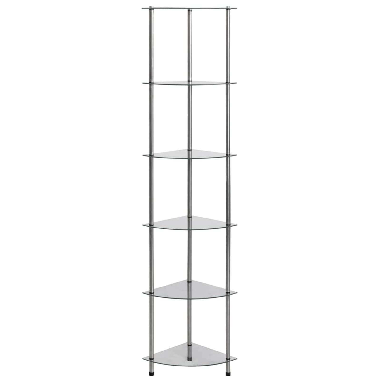 Homgoday Estantería de 6 niveles transparente, 30 x 30 x 160 cm, cristal templado, armario librería, vitrina, librería vertical, ahorra espacio, librería de suelo, para salón o estudio