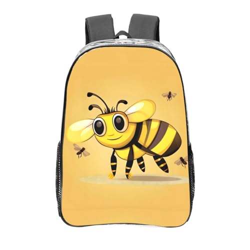 Sac à dos transparent étanche avec poches et motif abeille pour sport et travail