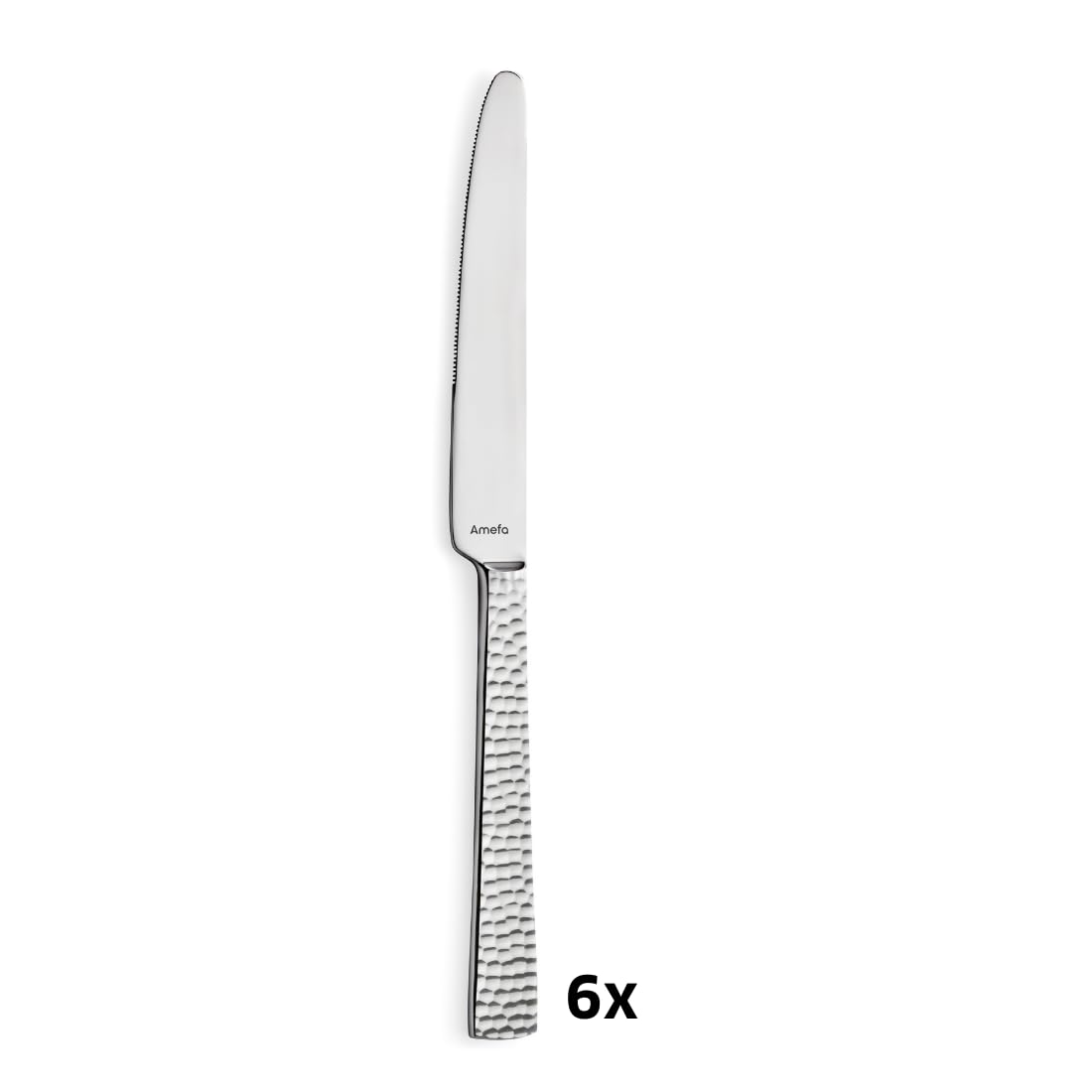 Amefa FELICITY Dessertmesser Set 6-tlg. für 6 Personen, Gehämmertes Dessertmesser klein, Buttermesser klein im Hammerschlag-Design, 18/0 Edelstahl Vorspeisenmesser, Spülmaschinenfest