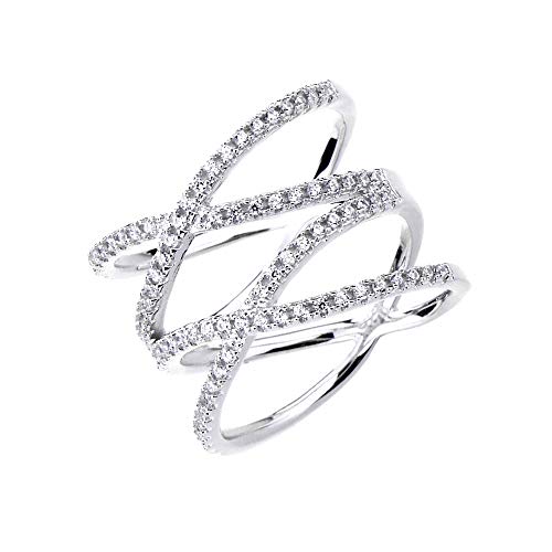 SOMEN TUNGSTEN - Anillo de cruz de doble cruz de plata de ley con circonita cúbica SOMEN TUNGSTEN - Anillo de cruz de doble cruz de plata de ley con circonita cúbica