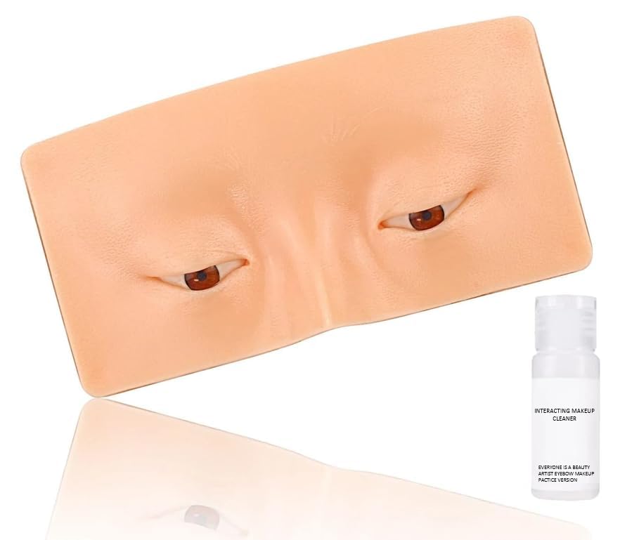3D Realistic Eye makeup dummy for makeup practice Board With Makeup Cleaner | Silicone Makeup Face Artificial Practice Skin Board | Makeup Practice Mask Skin Face Eye Makeup Practice for Beginner Makeup Artist The Perfect Makeup-image-20