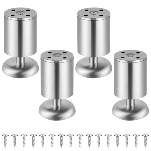 Preisvergleich Produktbild Vortix 4er Set Möbelfüße aus Edelstahl, Verstellbare Möbelfüße - Für Sofafuß, Badezimmermöbelfüße, Bettfüße & Tischfüße (Metallfarbe, 8 cm)