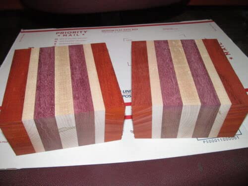 Lumber Wood for Woodworking - Construction - Landscaping ONE Exotic PADAUK, Purpleheart, Maple Laminated Bowl Blanks 6 X 6 X 3"