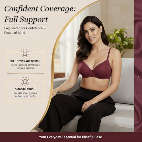 Image of Saforia Cuddlecot Cotton Padded T-Shirt Bra for Women | Wire-Free Full Coverage Bra | Breathable Soft Cotton Everyday Bra | Seamless Comfort Innerwear