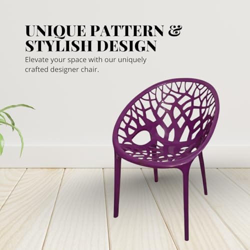 Image of activa Crystal Plastic Arm Chair | Stackable Indoor Outdoor Chair for Home, Balcony, Patio & Garden | Comfortable Designer Armrest Chair | Durable Plastic Seating Furniture (Violet, Set of 1)