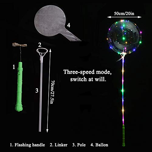 10PCS 51CM Clear LED Light Up BoBo Globos, Globo de burbujas de helio brillante colorido con palos y luces de cadena para la fiesta de cumpleaños de la boda de Navidad