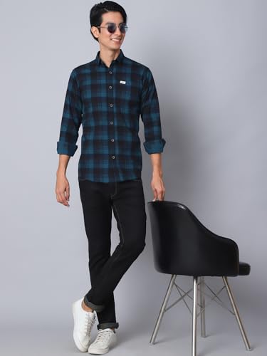 Image of Majestic Man Comfort Cotton Slim Fit Checked Casual Shirt for Men