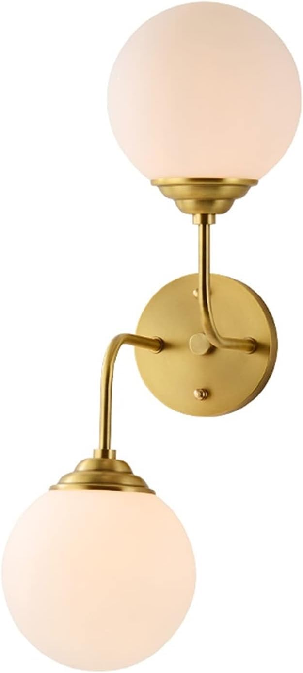 HXYSXHJUO Minimalist Bedroom Bedside Wall Lamp Full Copper Single Double Head Aisle Glass Sconces, Pendant Light