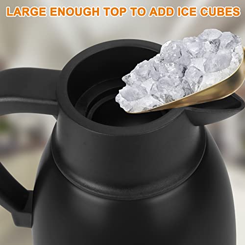 Rommeka 68Oz Stainless Steel Thermal Coffee Carafe, 2 Liter Double Walled Vacuum Insulated Flask For Coffee, Water And Tea - Hot & Cold Retention, Black #TOP5