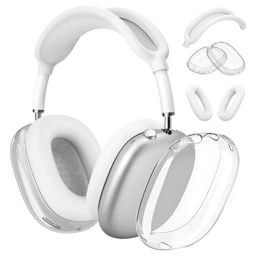 Compatible with Apple AirPods Max Case,Clear Soft TPU Anti-Scratch,Ear Pad Case Cover/Ear Cups Cover/Headband Covers for AirPods Max Headphones,Clear